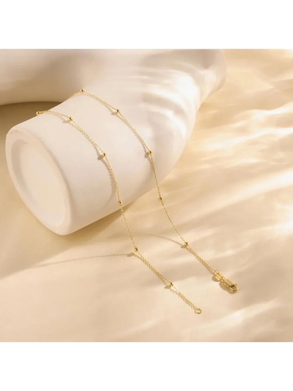 925 Sterling Silver Beaded Chain Necklace for Women - Elegant & Stylish Jewelry